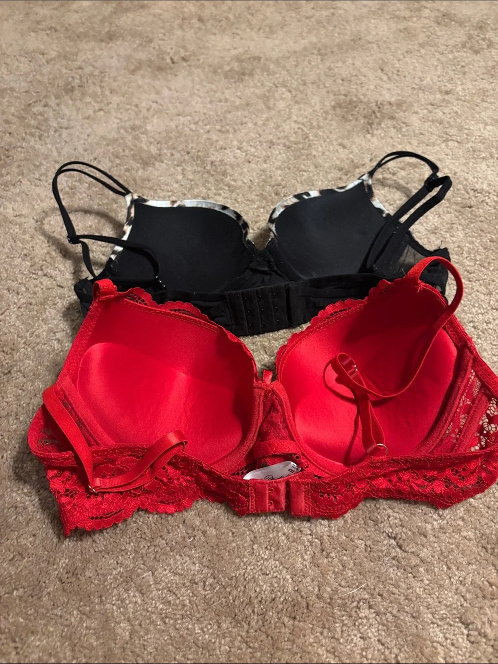 Victoria's Secret Red Lace Push-Up Bra with Leopard Print Strapless Style